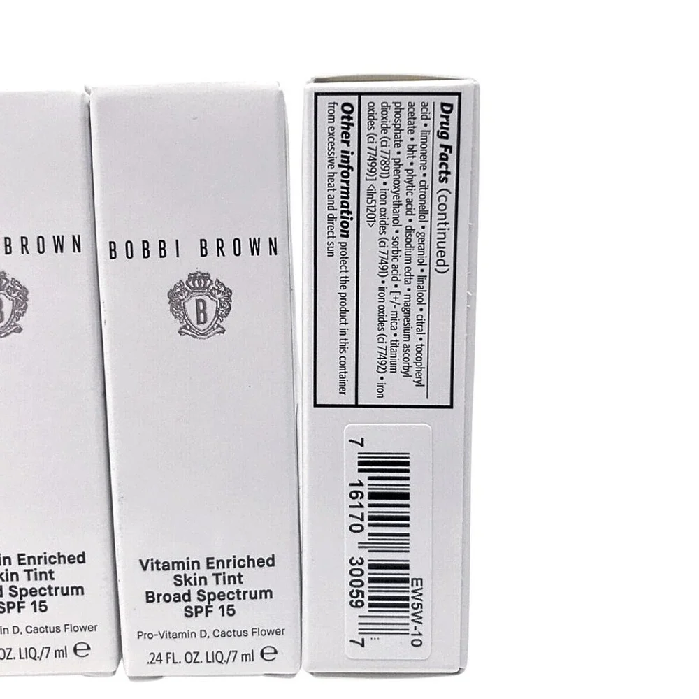 Bobbi Brown Vitamin Enriched Skin Tint Moisturizer SPF15 Light 1 0.24oz Lot of 3